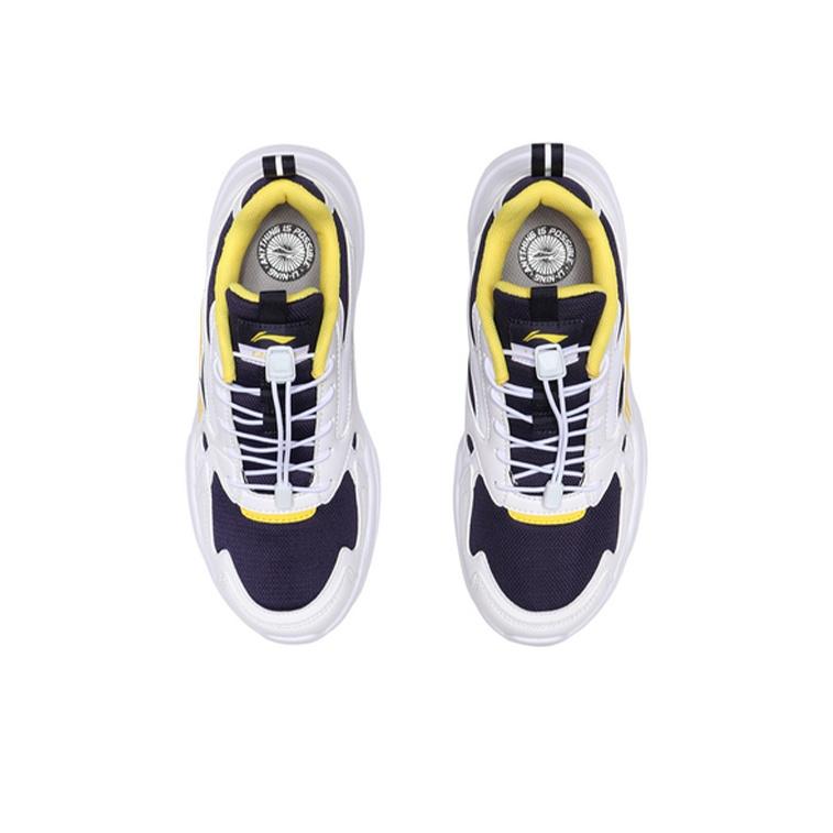Li Ning Comfortable Wear Resistant Breathable Low Top Running Shoes Kids Sneakers White Yellow Black YKFQ096-1