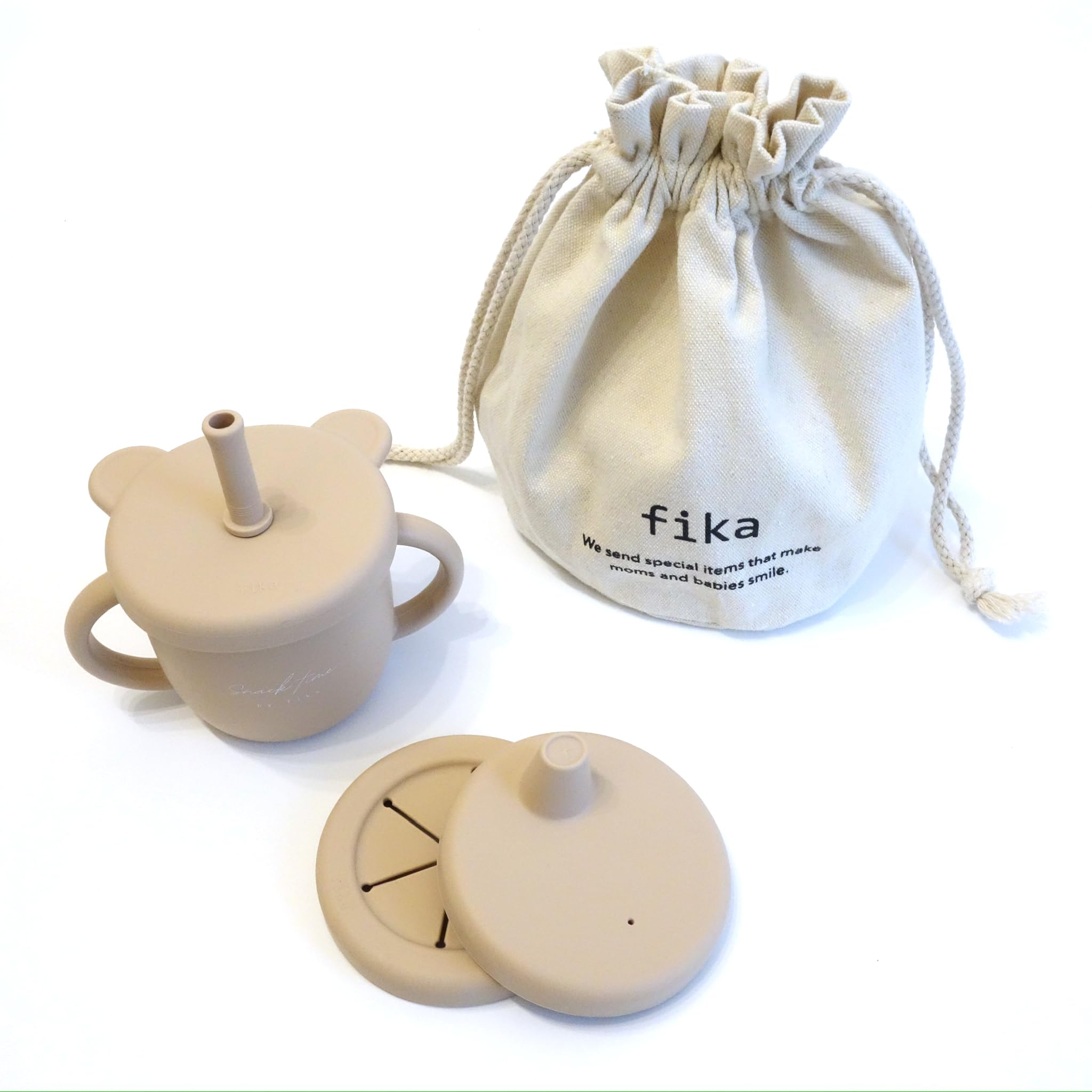 

Fika Silicone Mug Bear Meets Food Hygiene Supervised by a Nursery - 4-way Set, 300ml, Standards, Beige/Pouch Included, Kobe-based Teacher/Mom бежевый