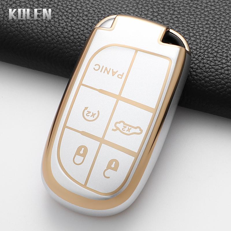 

Tpu Car Remote Key Case Cover Shell For Jeep Grand Cherokee Compass Dodge Charger Chrysler Key Protection Accessories Keychain