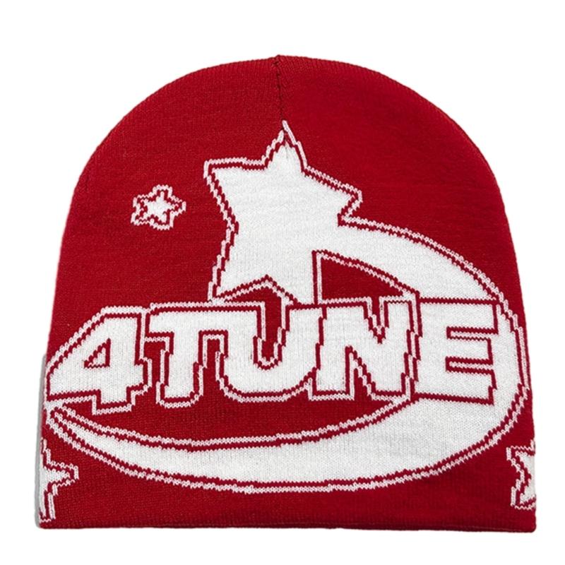 Handmade Winter Beanie Hat Adult Knit Hat with Jacquard Letter Ski Cycling Hat