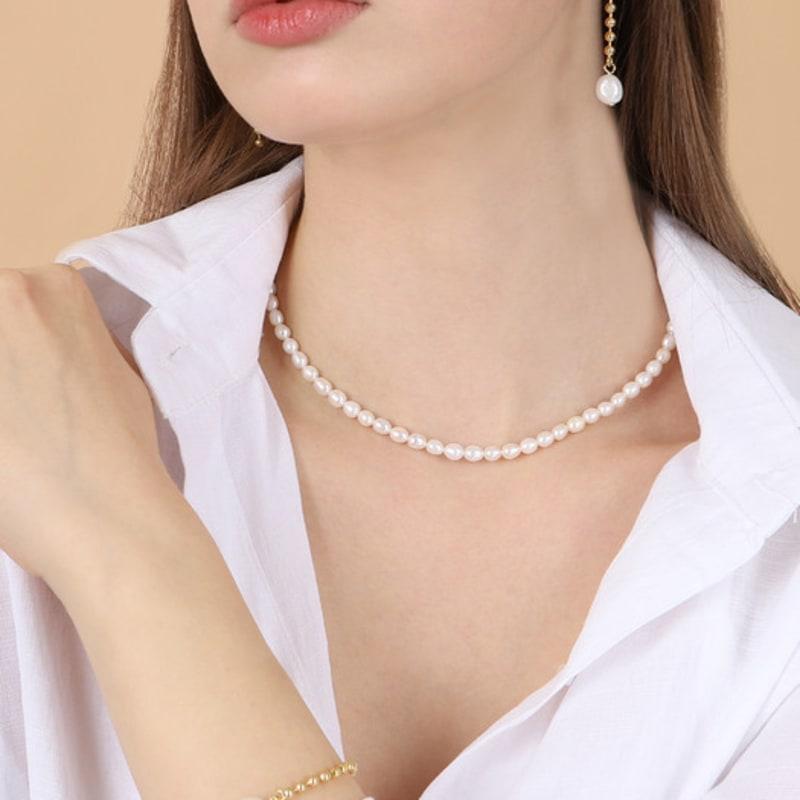 ozel Silver925 Bob Natural Pearl Necklace