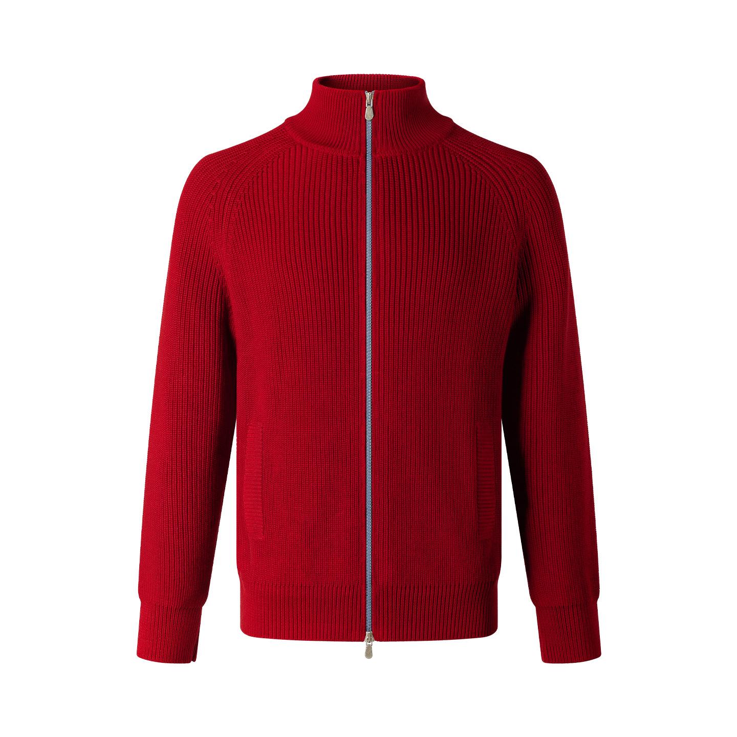 Unisex Cotton Stand Collar Knit Jacket