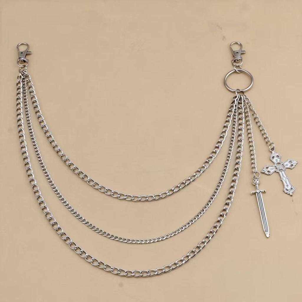 Geometric Multi-layer Sword Pendant Chain - Versatile Pants Jewelry Decoration