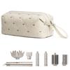 Portable Travel Bag for Hair Tools Large Capacity Styling Tool Organizer Compatible with Dyson Airwrap Beige Bow Hair Dryer Case for Daily Use