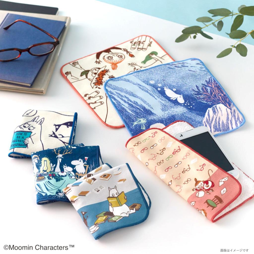 Miyamoto Towel Miyamoto Moomin Cleaning Grassland Made In 20 X 20 05869 Handkerchief, Design, Smartphone/Glasses Handkerchief, Design, Japan, Blue,