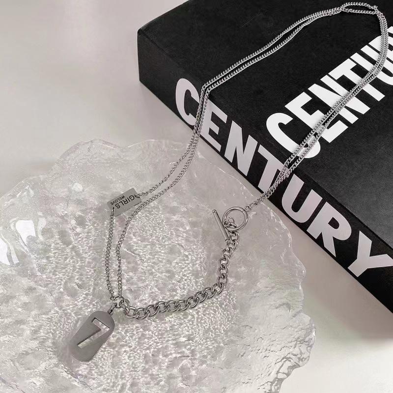 New OT Chain Digital 1 Multi-layer Stacked Stitching Necklace European and American Frigid Style Hip Hop Cool Jewelry Collarbone Chain