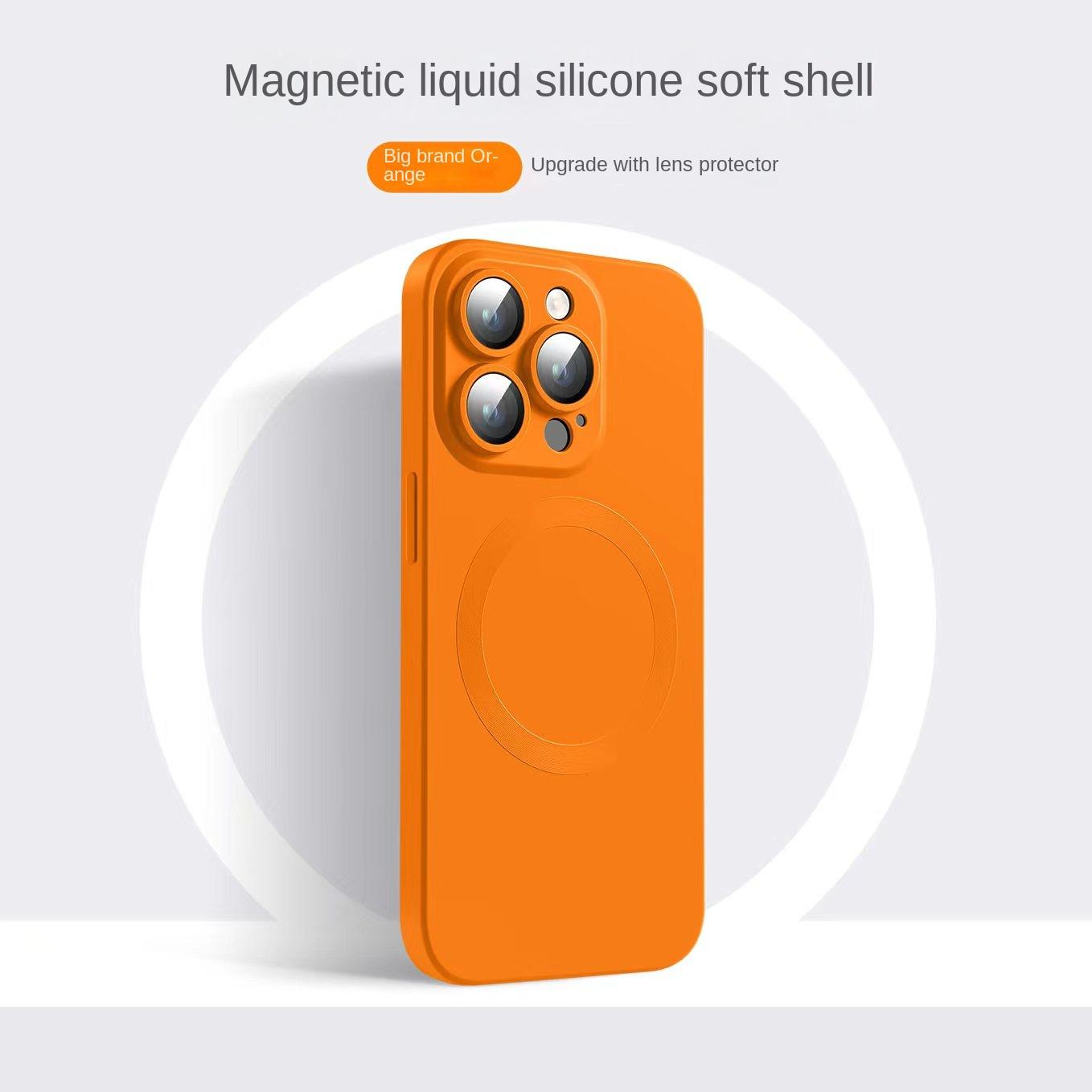 

Магнитный чехол для беспроводной зарядки Magsafe для iPhone 13 12 11 14 Pro Max plus, защита камеры, роскошный жидкий силиконовый чехол For iPhone 14