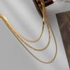 316L Stainless Steel Gold 3 Chains Necklace For Women Punk Street Trend Rustproof Neck Jewelry Gift Bijoux