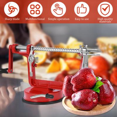 Three In One Fruit Peeler Manual Crank Peeler with Stable Suction Cup Labor-saving Peeler Suitable for Cutting Fruit Skin