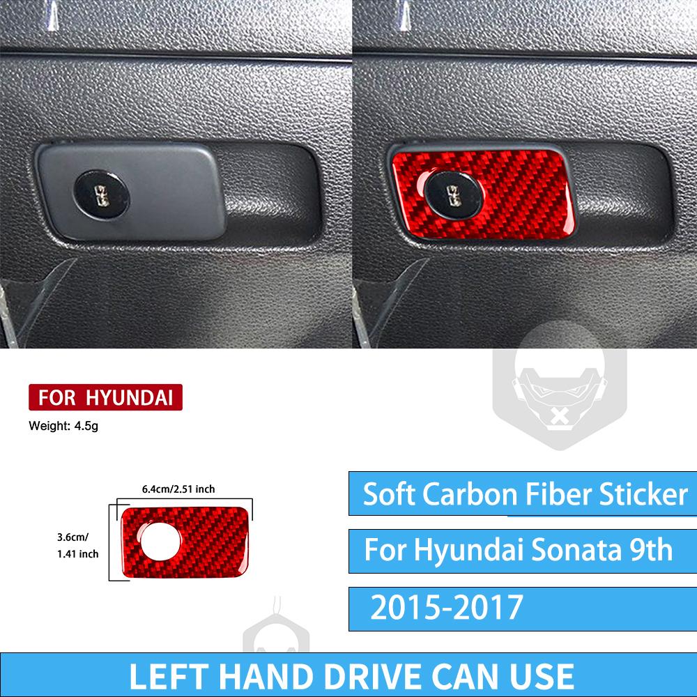 For Hyundai Sonata 9 2015 2016 2017 Glove Box Handle Real Carbon Fiber Sticker Car Interior Accessories