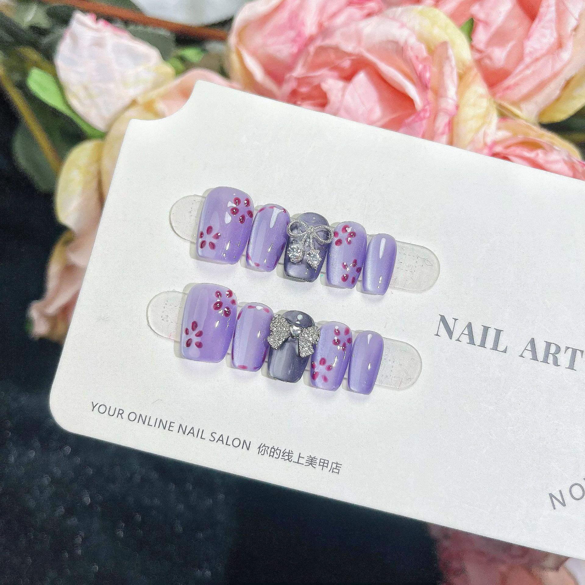 

Гель для отбеливания ногтей с кошачьими лапками: Милый дизайн «кошачий глаз» ручной работы, носимые короткие пряди Small