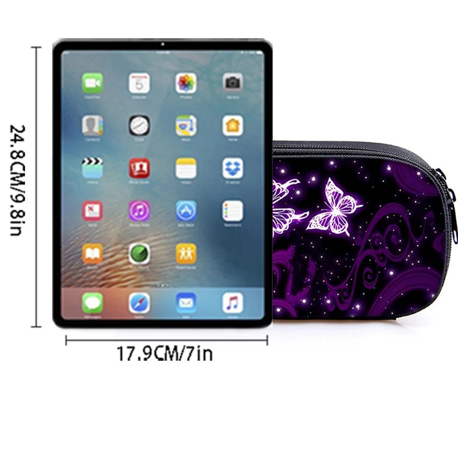 Estuche de Cuero Morado con Diseño de Mariposa 3D Mejor Estuche Escolar para Niños y Niñas Bolso de Lápices Infantil por Capas