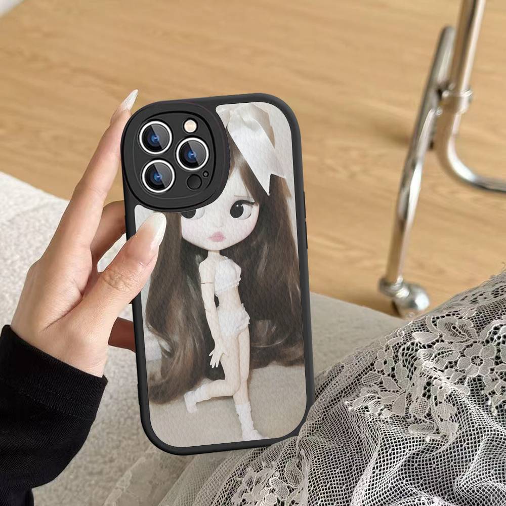 Dark Cute Girl Doll Art Phone Case For IPhone 16 15 14 13 Pro Max 11 12 Plus Leather Silicone Cover