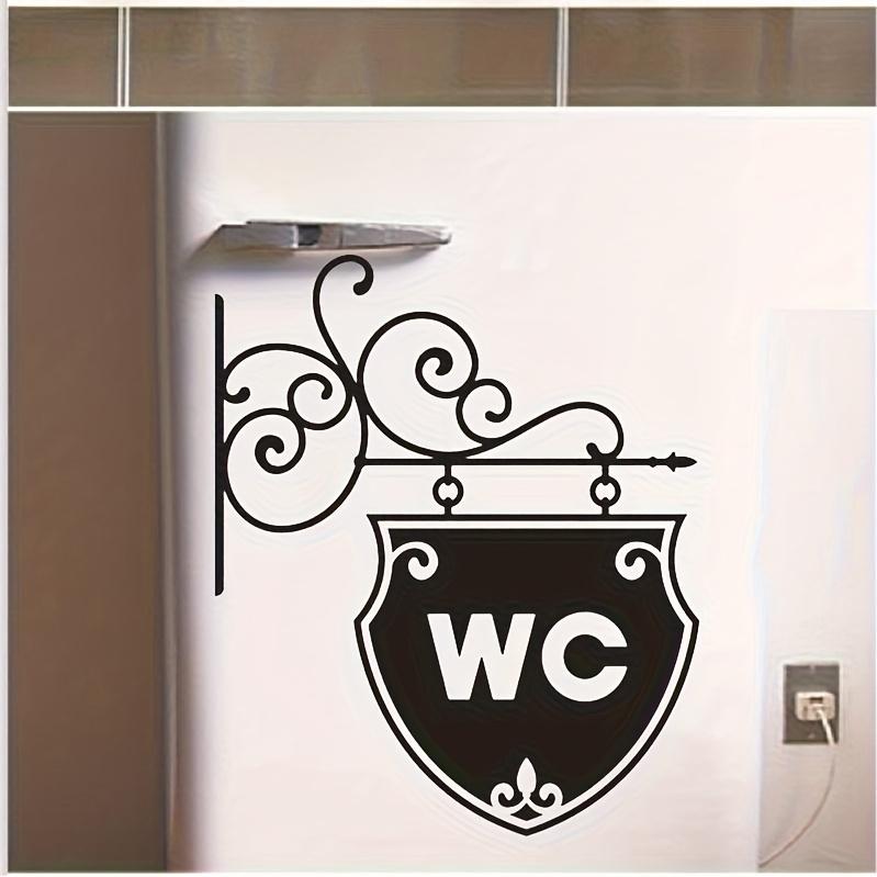 1pc Black And White Restroom Sign Wall Sticker, Decorative Sticker for Bathrooms, Background Decoration, Removable Self-Adhesive