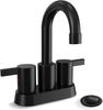 2 Handle Centerset Matte Black Lead-Free Modern Bathroom Faucet, 4 Inch 360 Swivel Spout 2-3 Hole RV Bathroom Vanity Sink Faucet