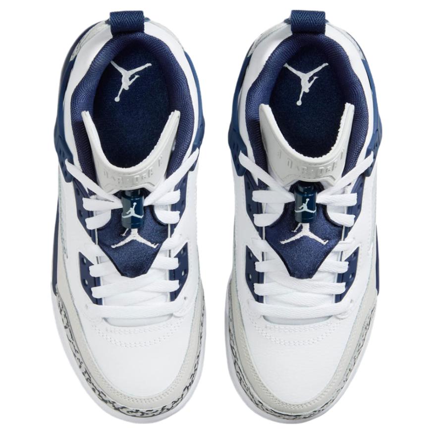 Air Jordan Spizike Low GS Weiß Mitternachtsblau Kinder Sneaker Neutralgrau Anthrazit FQ3950-140