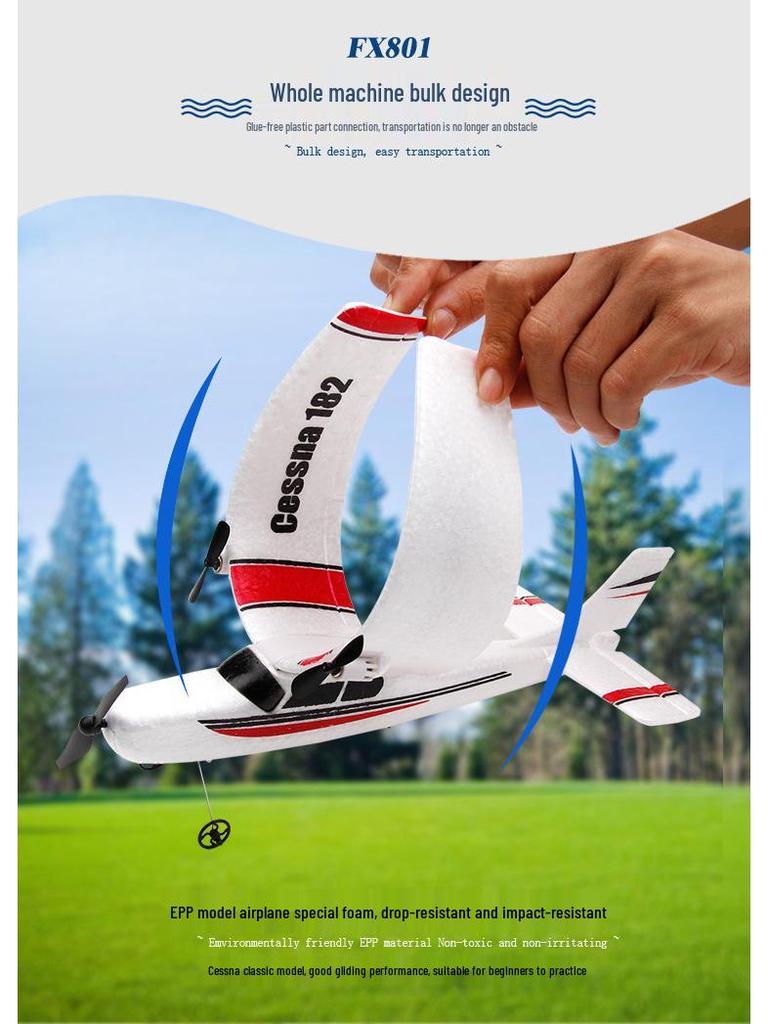 Cross FX801 Cessna Two-Channel Remote Control Foam Glider Airplane Model