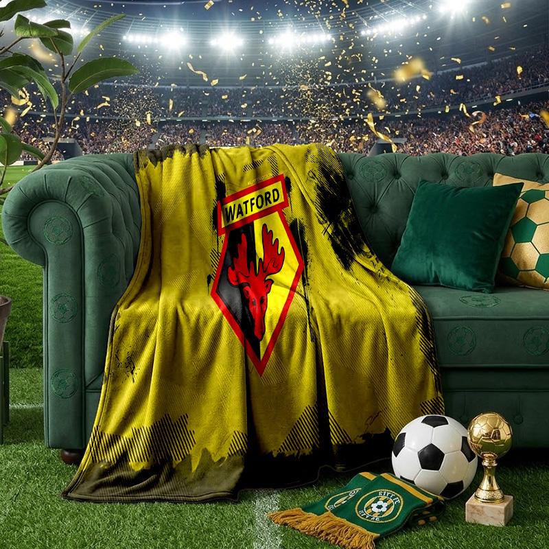 Wat-ford Football Crest Throws Blanket Flannel Blankets Plush for Couch Bed Gifts for Men Women Travel picnic blanket Christmas fan gifts