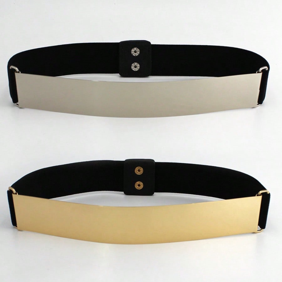 Versatile Waist Cinching Elastic Waistband With Metal And Iron Sheet For A Stylish Look, Paired With A Dress And Elastic Waistband For Women