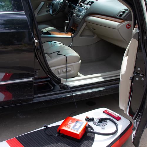 WOWSEA Electric Air Pump 12V, Inflates and Deflates Inflatable SUPs, Up to 20 psi, with Automatic Shut-off Function.