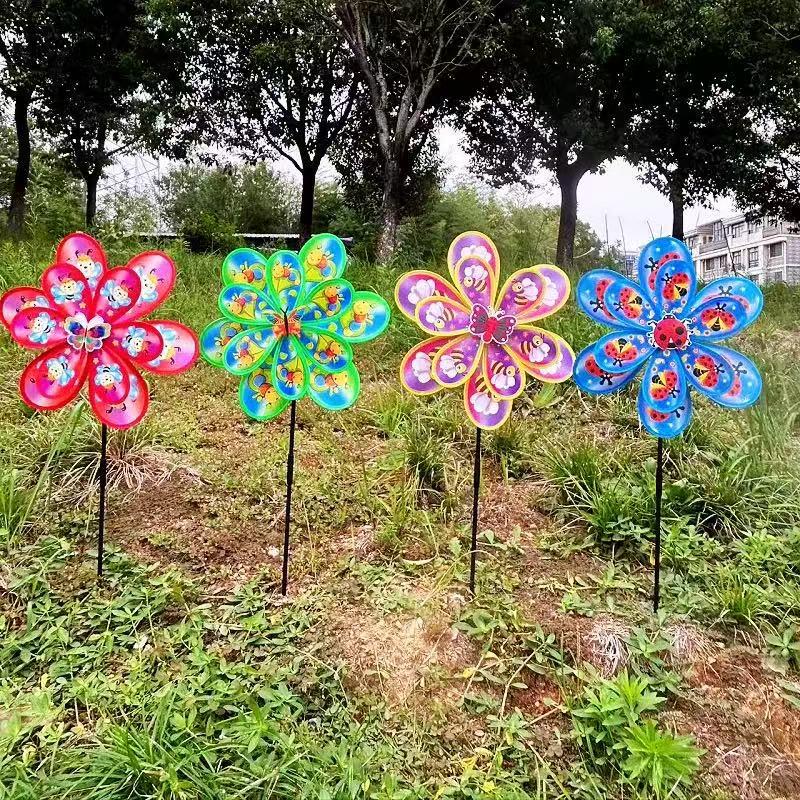 Colorful Glitter Insect Double-Layer Pinwheel Outdoor Toys
