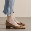 Fashion 2025 New Spring Women’s Chunky Heel Pumps Luxury Low Cut Mid Heels Leather Office  Soft Soled Plus Size 34-43 Single Shoes