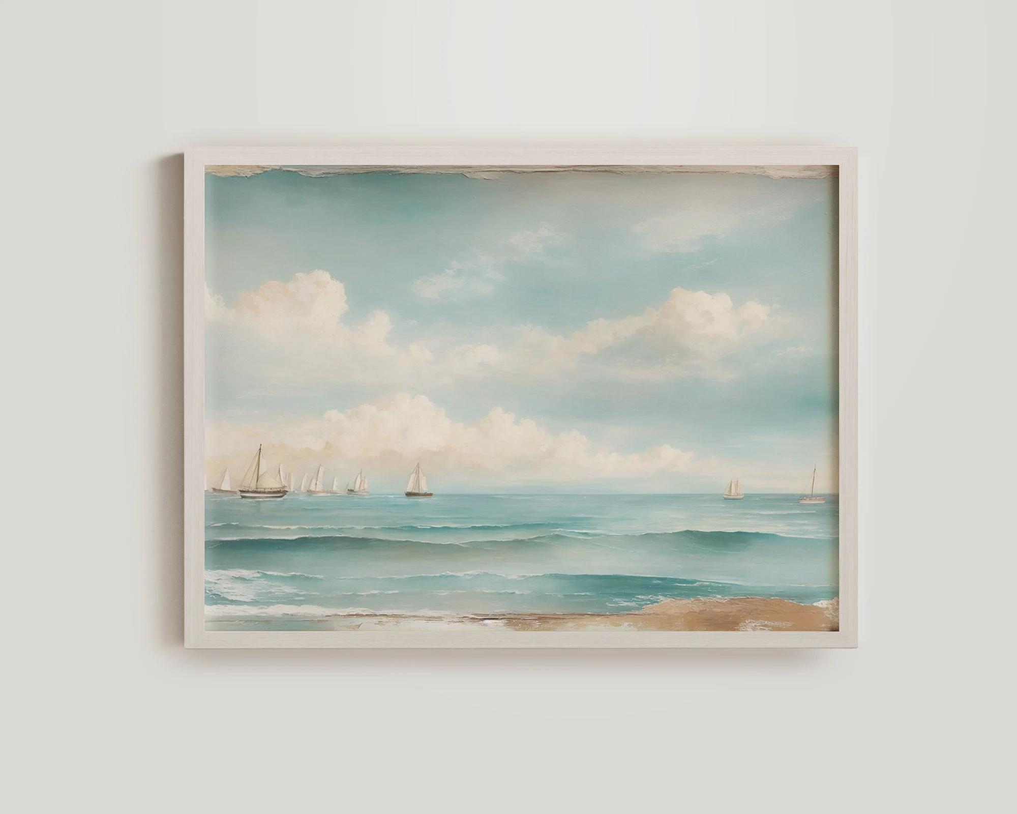 

Ретро Акварельный Постер Морское Искусство Настенный Морской Парусник Масляная Живопись Принты на Холсте Гостиная Домашний Декор Идея для Подарка 50x70cm