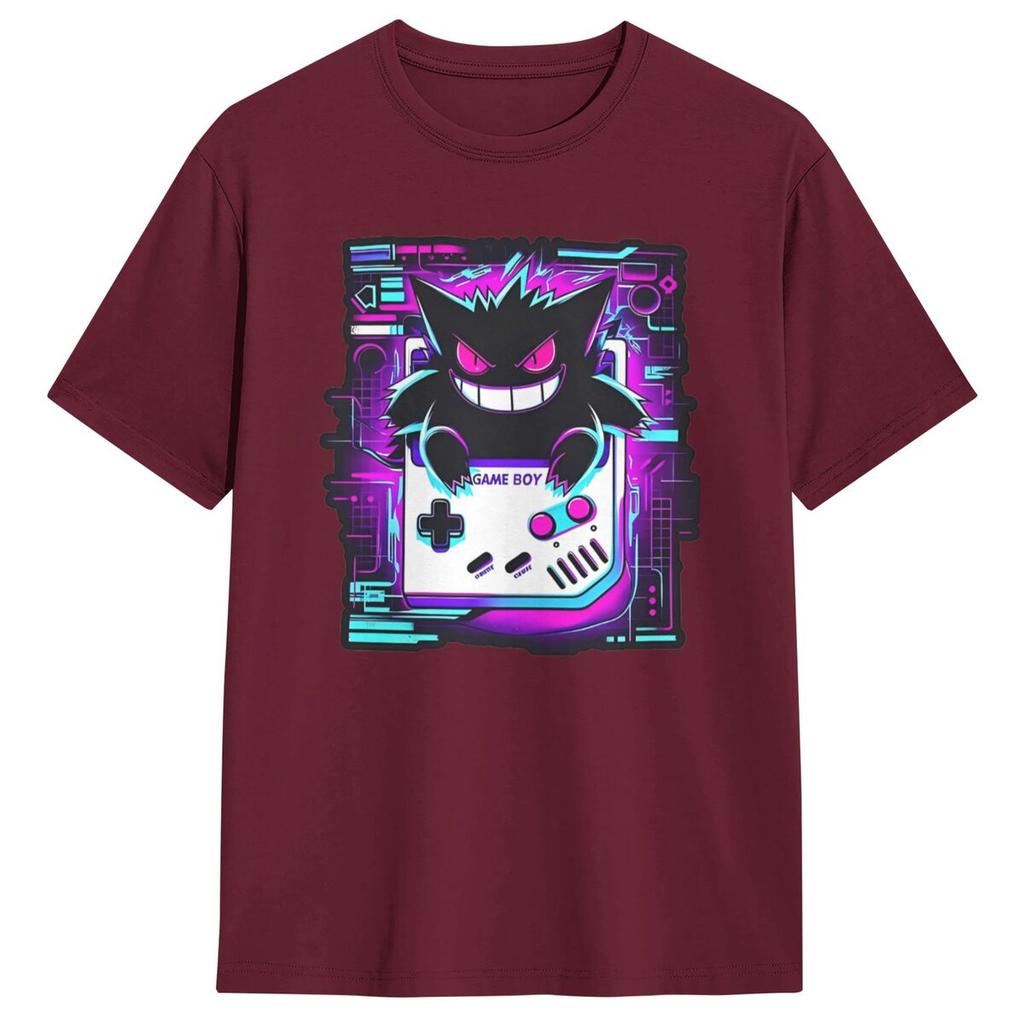 Vintage T Shirt Retro Spooky Pokemon Gengar Cotton T-Shirts Trendy Cool Tee Shirt for Male Y2K Casual Short Sleeve Top Tees