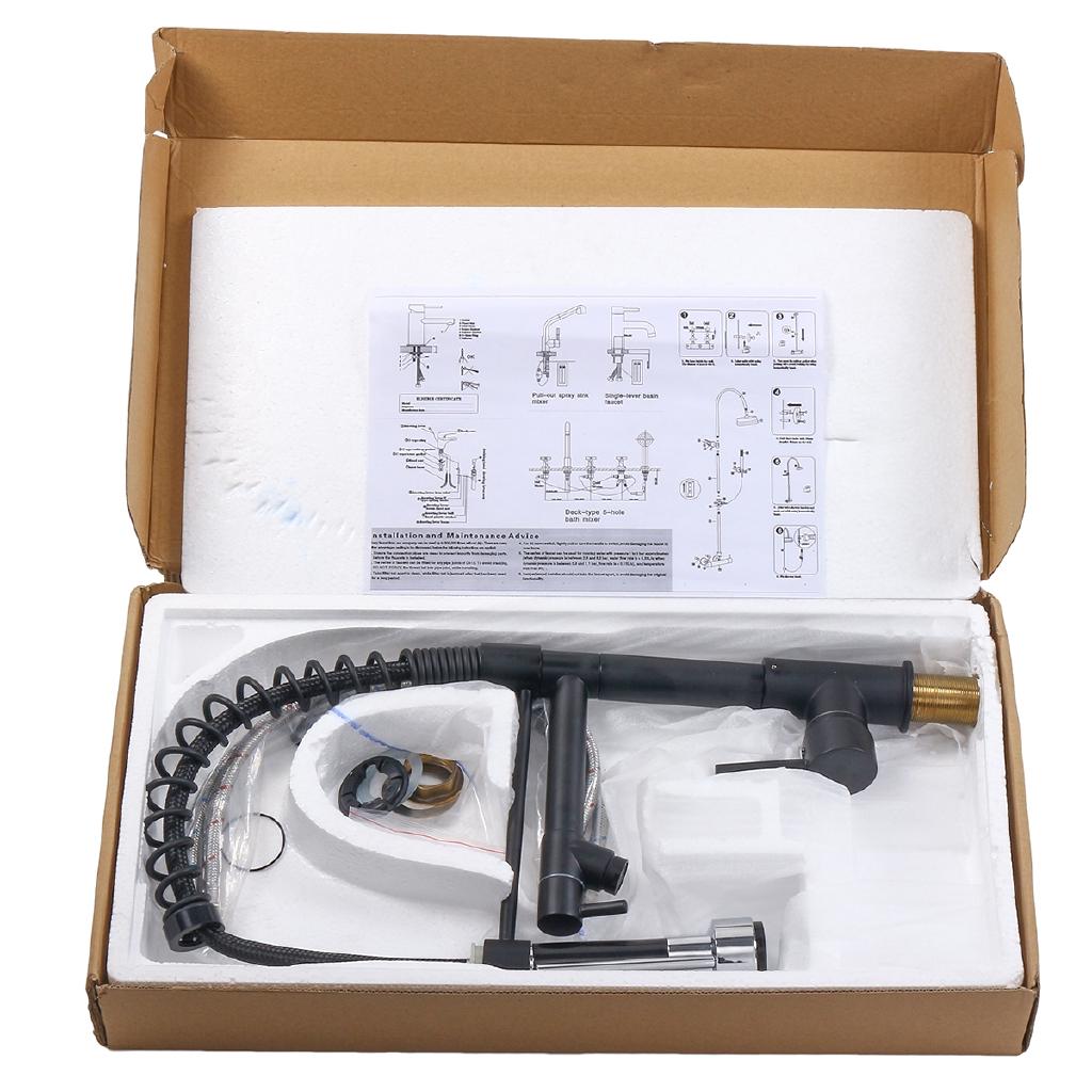 Black 2-Way 360 Rotation Oil Rubbed Pull Out Kitchen Water Tap Spout Faucet Handheld Shower Kitchen Water Mixer Taps