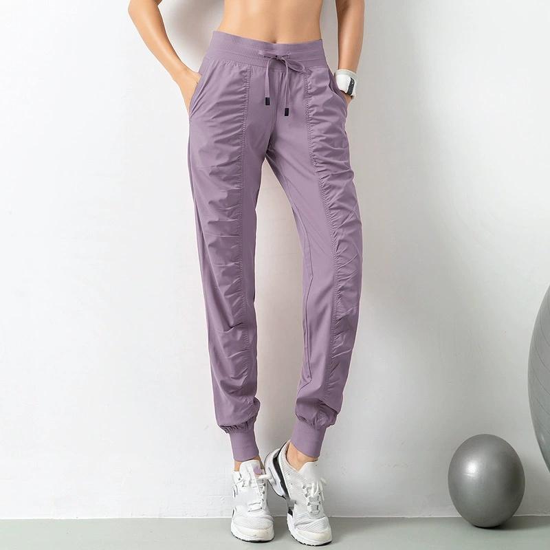 Jogginghose Stoff Kordelzug Laufen Sport Jogginghosen Damen Schnelltrocknend Athletisch Fitnessstudio Fitness mit Zwei Seitentaschen Trainingshose