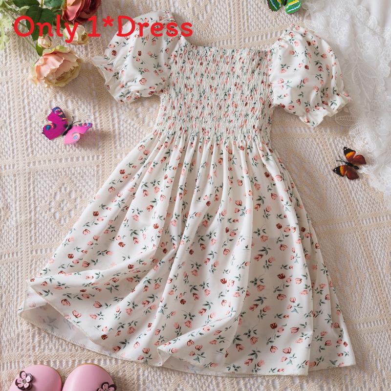 Girl Summer Princess Dress With Floral Print Cotton Blend For Toddler