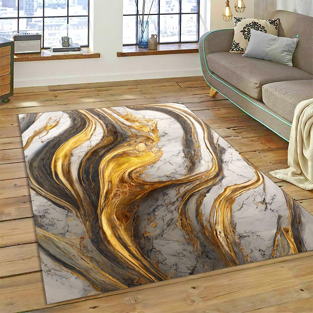 3D Barevná Mramorová Mapa Světa Modrá Zelená Zlatá Koberec Kobereček pro Domov Obývací Pokoj Ložnice Pohovka Rohožka Dekor, Dětský Koberec Protiskluzová Podložka