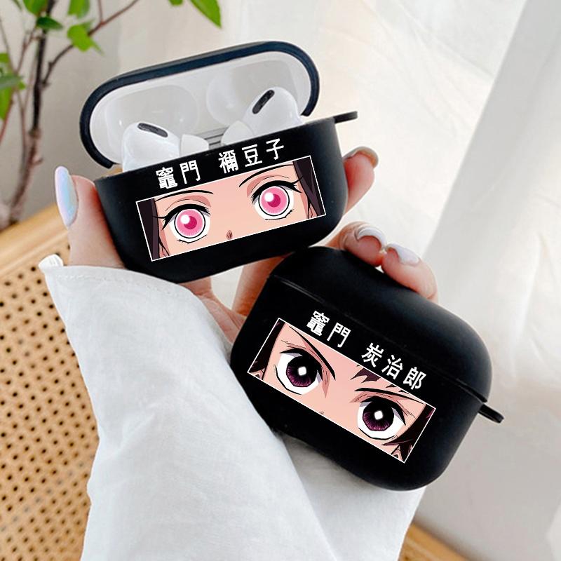 

Черный чехол для наушников Demon Slayer для Apple Airpods Pro 2 3 1, аниме Kamado Nezuko Tanjirou Zenitsu Kimetsu No Yaiba, чехол для AirPod