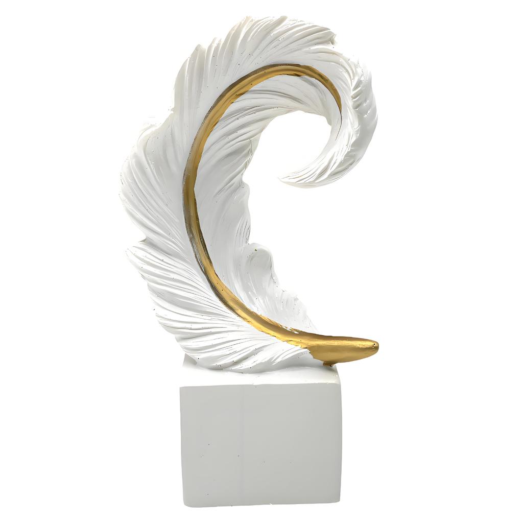 Ornamenti Piumati Eleganti per l'Ingresso Scultura Astratta in Resina con Base per Tavolino Ufficio Decorazione per la Casa
