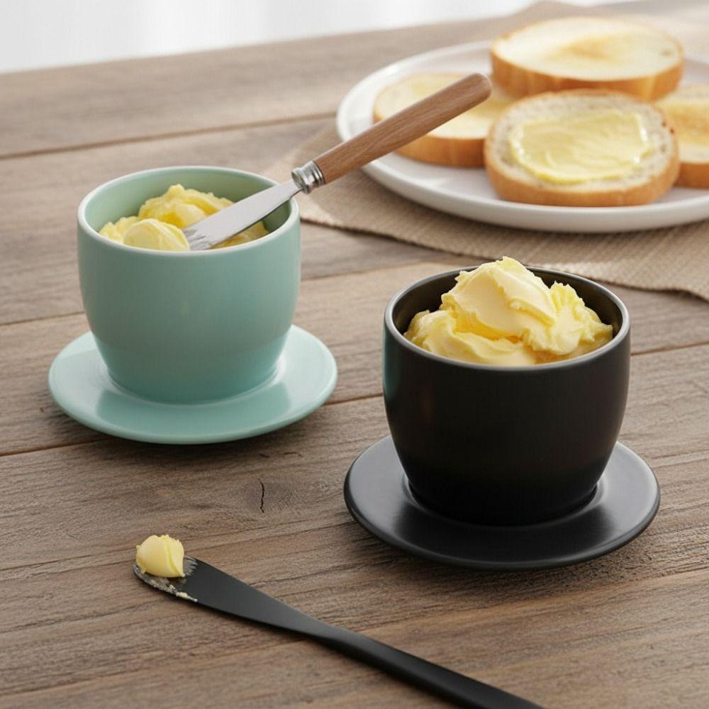 Ceramic French Butter Crock with Lid Butter Storage Container Butter Jar Refrigerator