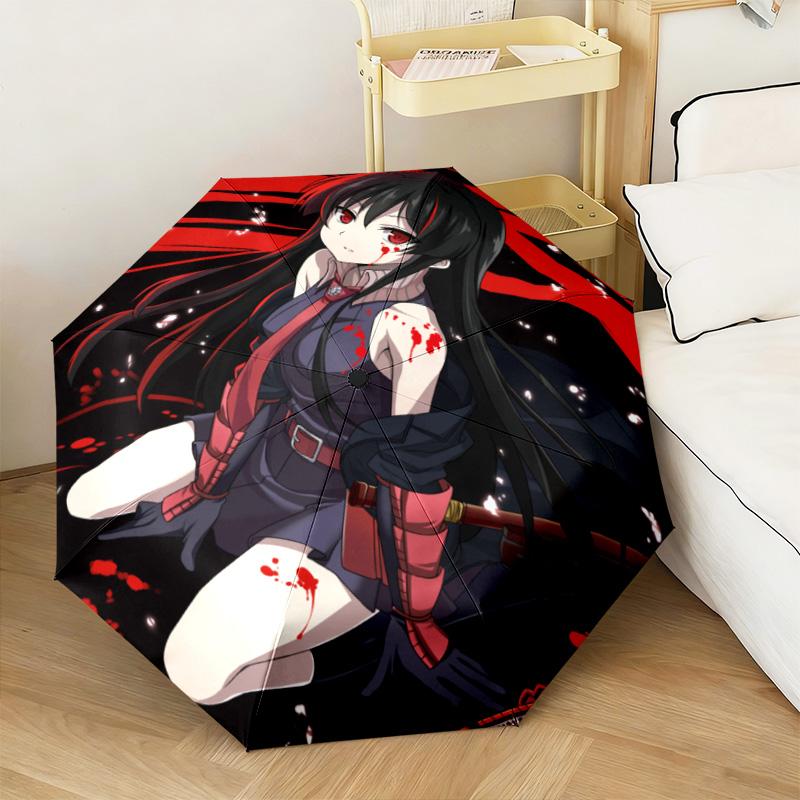 1 Stück Akame Ga Kill Schwert Automatischer Regenschirm - Geeignet für Reisen Outdoor Tragbarer Regenschirm Geburtstagsgeschenk Tägliche Notwendigkeiten