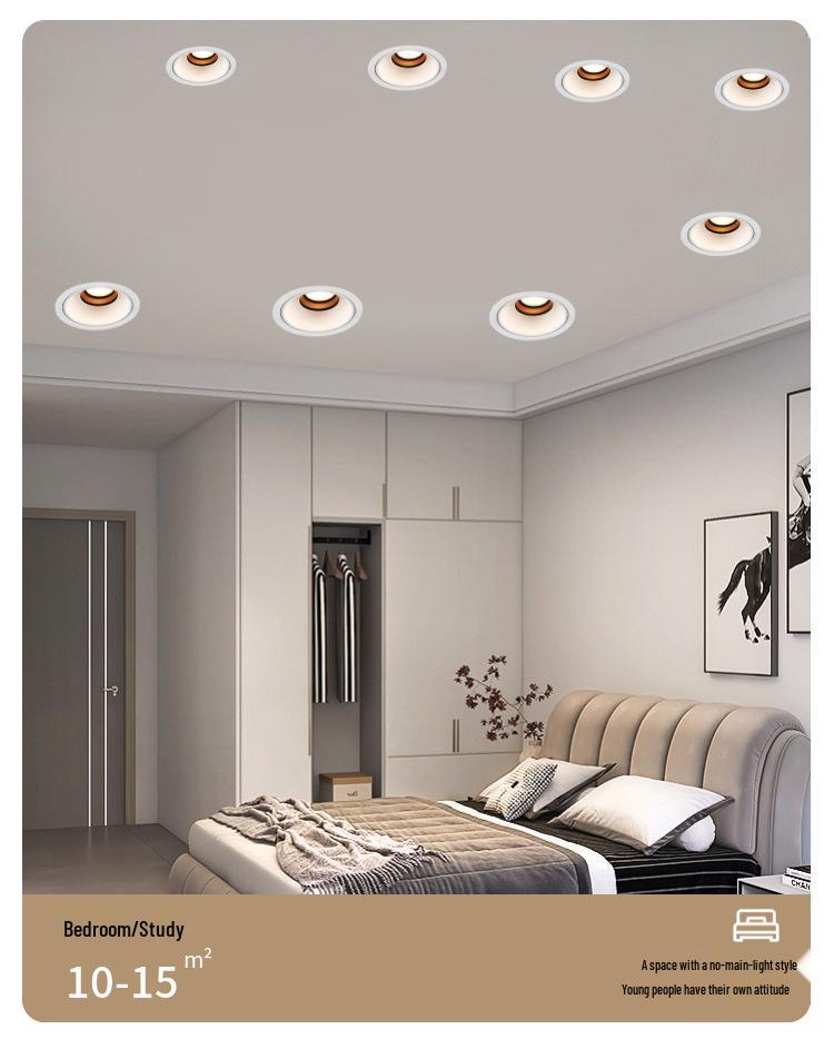 Adjustable Angle Anti-Glare Recessed Spotlight for Guest Rooms and Corridors