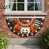 Front Door Hanging Ornaments Halloween Semi Circle Bunting Banner, Pumpkin Bat Porch Yard Decor, Festive Window Spooky Flag for Indoor Outdoor