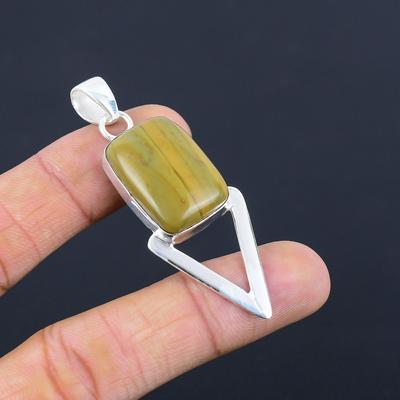 Birthday Gift For Her Natural Polychrome Jasper Gemstone Pendant 925 Silver
