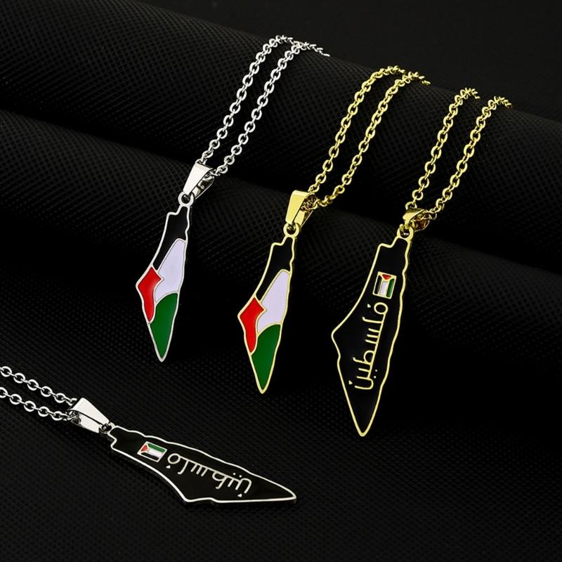 Unique ISR Map Pendant Necklace PLE Adjustable Chain Necklace Stainless Steel Material Suitable for Fashionable Outfits