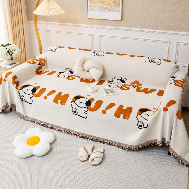 Kreskówkowy Kreatywny Ręcznik na Sofę Chenille Pokrowiec na Sofę All-Inclusive Uniwersalny Pokrowiec Przeciwkurzowy Koc Ochronny Kołdra