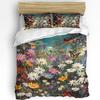 Daisy Flower Butterfly Bushes 3pcs Bedding Set For Double Bed Home Textile Duvet Cover Quilt Cover Pillowcase