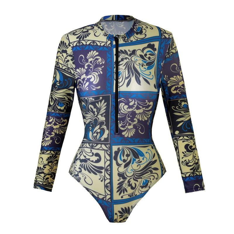 Swimsuit Women's Long-sleeved One-piece Sports Printed Diving Suit
