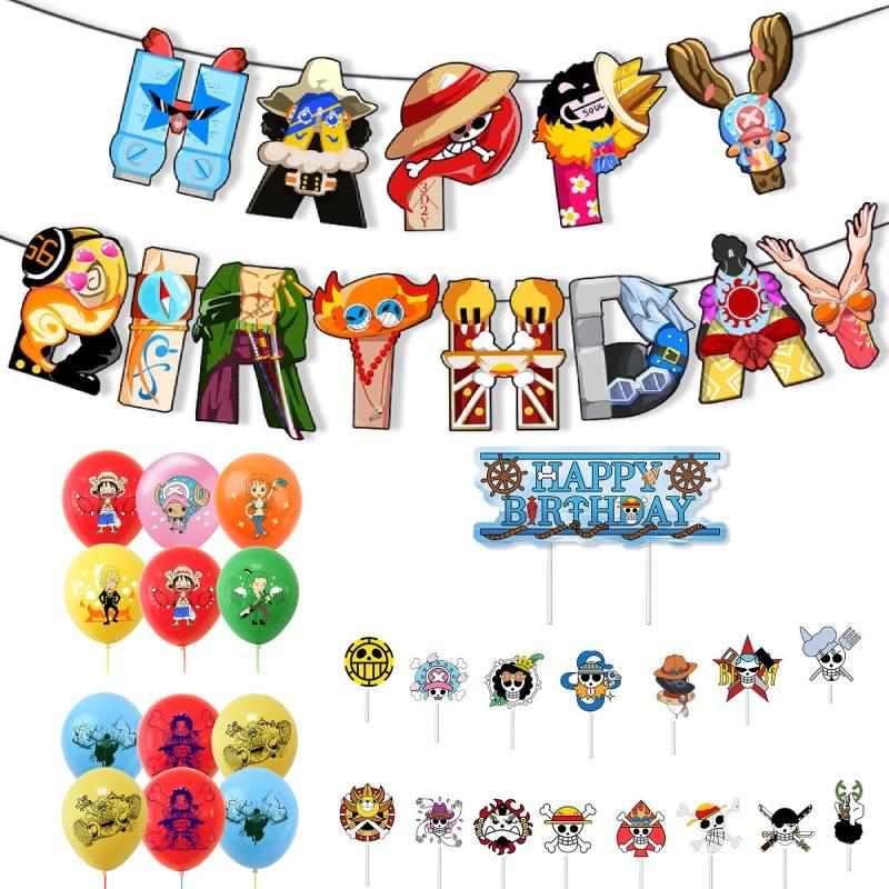 Pirate King Birthday Party Decoration Set Skull Flag Cake Topper Balloon Combo Party Decorations Color Set Flag 18 Balloons 16 Cake Forks 2 Black