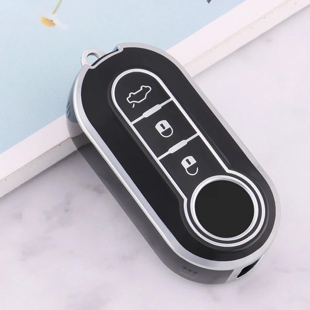 TPU Car Flip Key Case Cover Shell for FIAT 500 Ducato Punto Panda Lancia Musa for Citroen Jumper Peugeot Boxer Accessories