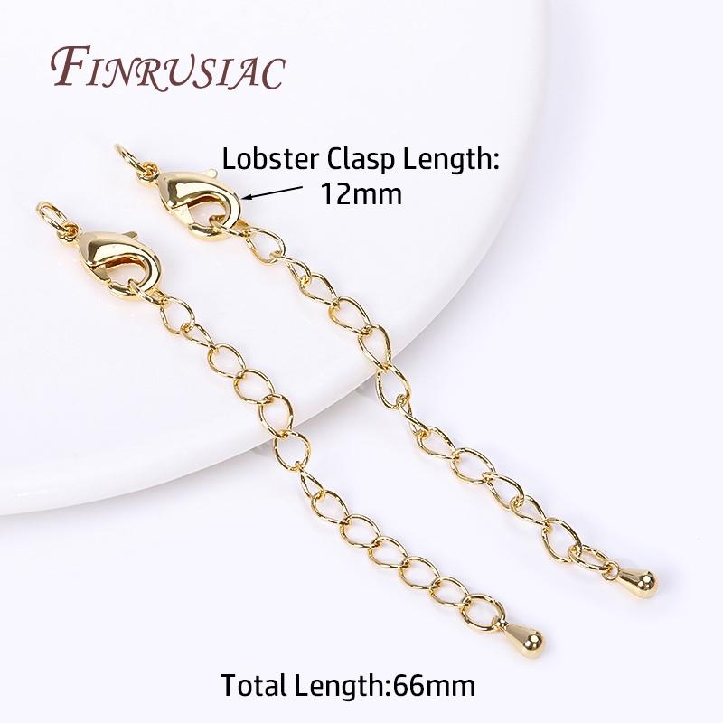 10/12mm Lobster Clasps Extension Chain,Rhodium/ 18K Real Gold Plated Brass 66mm Extension Tail Chain DIY Jewelry Making Findings