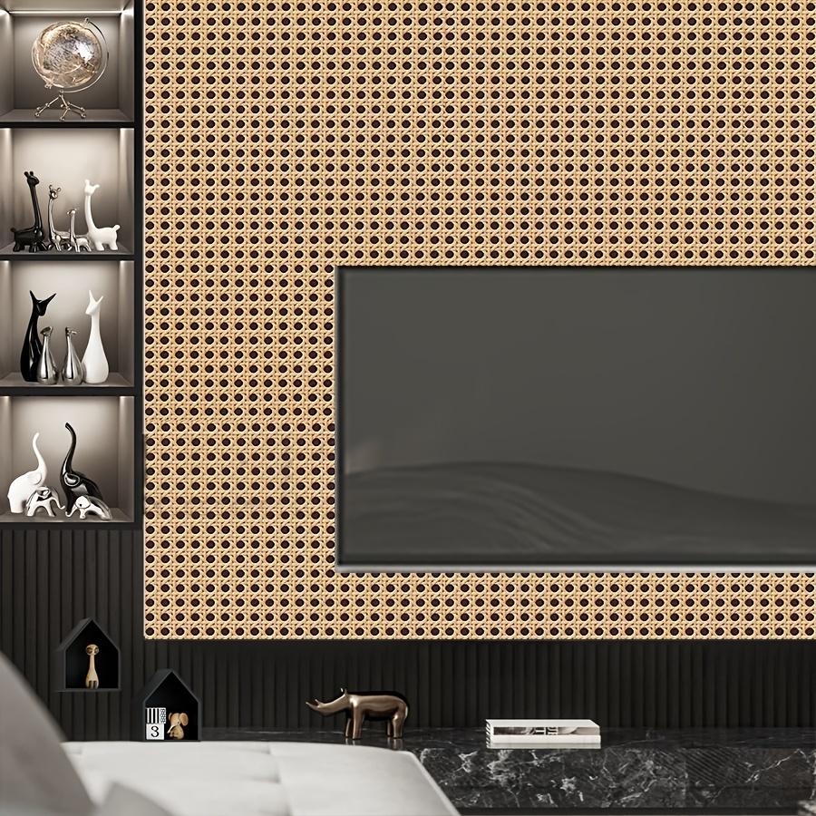 Papel Tapiz de Vinilo Autoadhesivo Estilo Mimbre Vintage Fácil Instalación Bricolaje para Dormitorio Sala de Estar Decoración de Fondo para Streaming