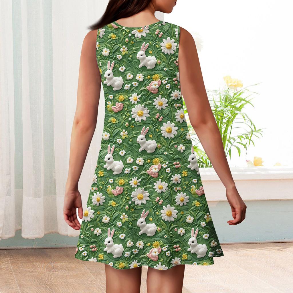Vestido de verano para niña, sin mangas, estampado, color, informal