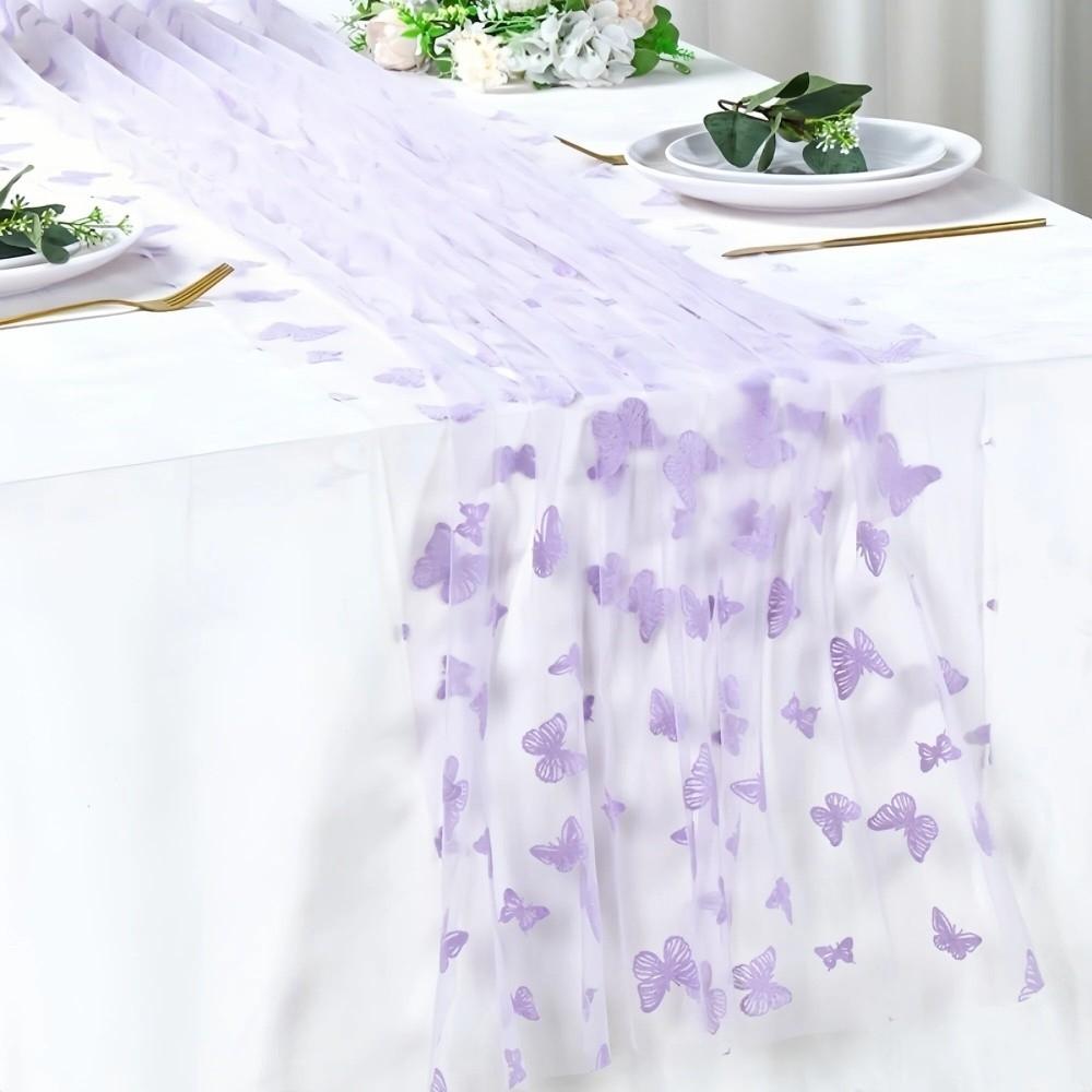 Butterfly Print Butterfly Mesh Table Runner Multi-color Table Decor Gauze Tablecloth Semi-Transparent Wedding Table Runner