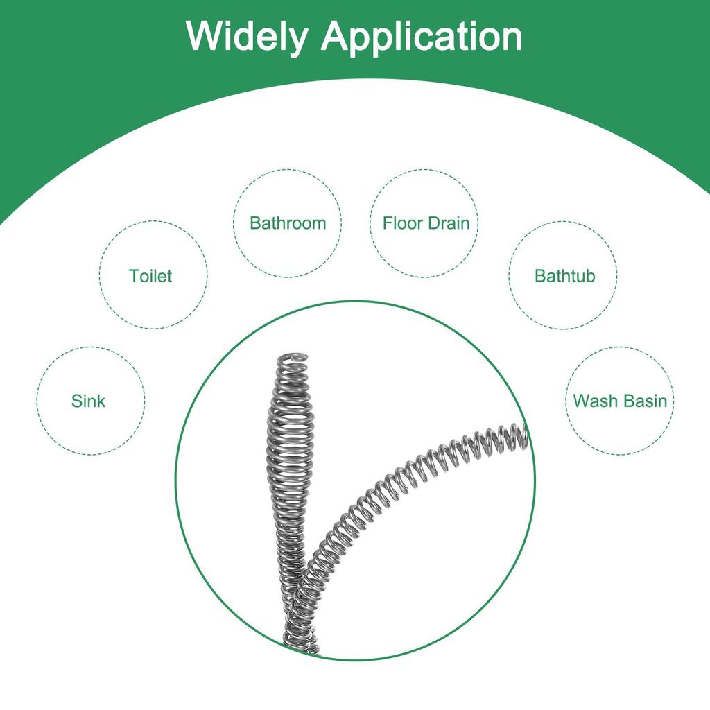 Uxcell 1pcs Drain Clog Remover 2m Drain Auger with Swivel Handle Bristle Remover Spring Cable Plumbing Snake for Kitchen Sink Bathtub Drain Toilet